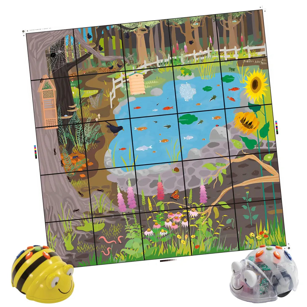 Bee-Bot / Blue-Bot Wildlife Garden STEM Coding Play Mat - 42 x 42 Inch Educational Floor Robot Activity Mat - Life Cycle Learning, Sequencing, Directional Language &amp; Early Programming Skills for Kids | Age 3+