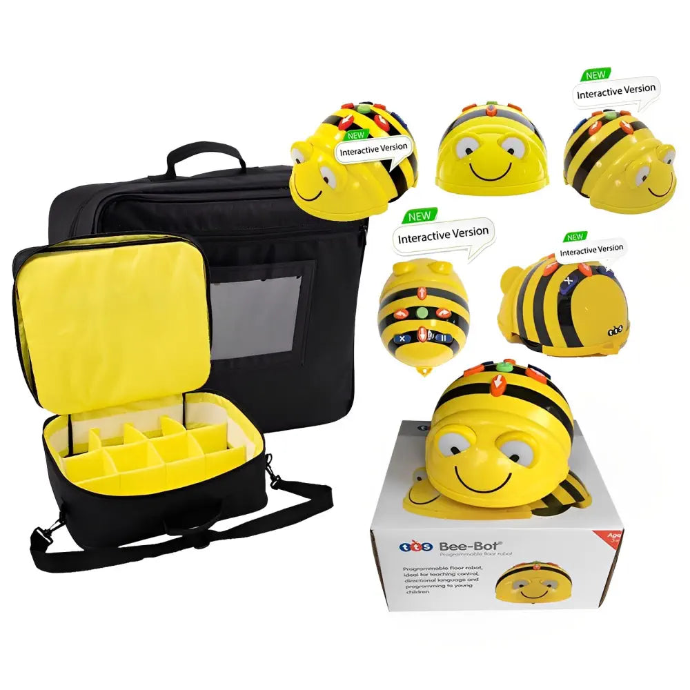 Merconnet Bee Bot See &amp; Say Hive Storage Bag Coding Robot Set - Interactive Rechargeable STEM Learning Toy - Teaches Programming &amp; Problem Solving Skills for Classroom Learning | 6 Robots Ages 3+