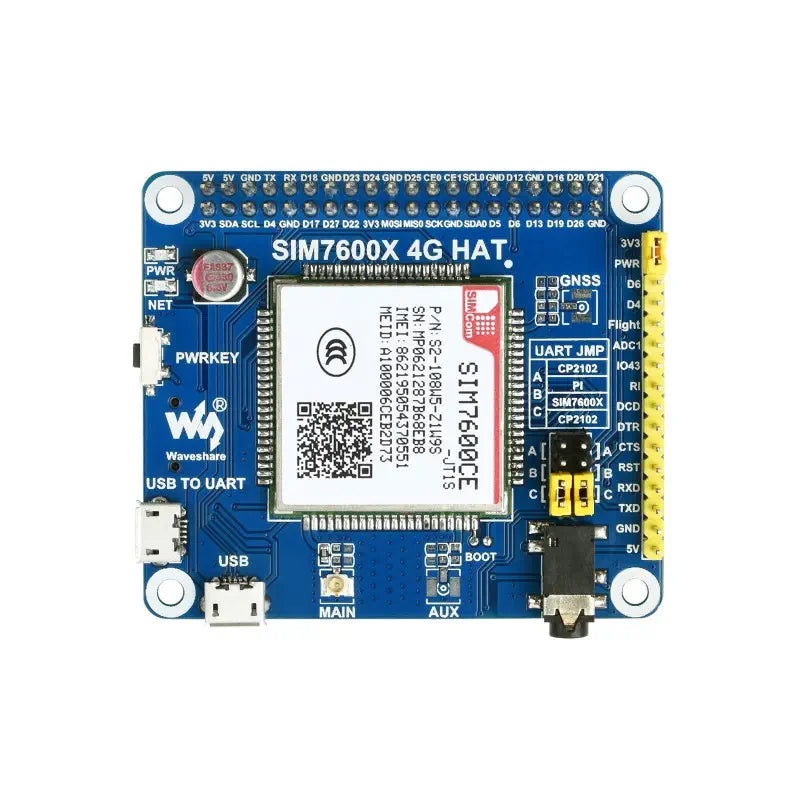 SIM7600CE-JT1S 4G HAT for RPi, 4G/3G/2G, for China