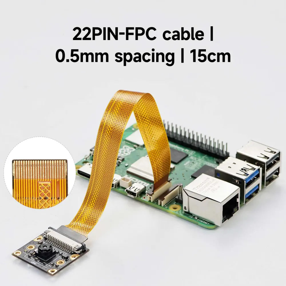 Raspberry Pi 5 160° View Angle Camera IMX219 8MP Free 22Pin-FPC 15CM Connecting Cable and Acrylic Bracket