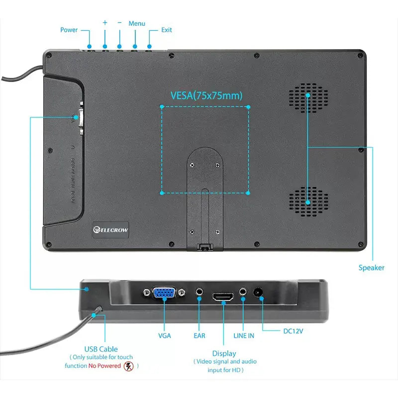 Elecrow 11.6in Touchscreen IPS 1920x1080, Compatible w/ RPi, Jetson, Beaglebone