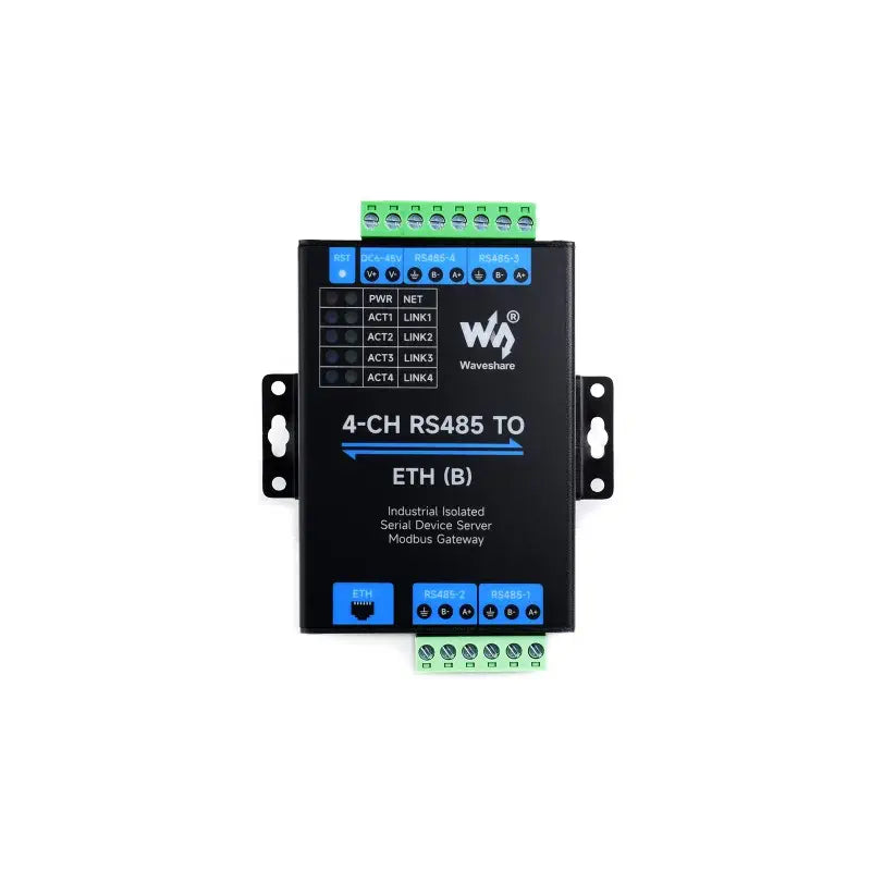 Waveshare 4-Channel RS485 to RJ45 Ethernet Serial Server w/ Common Network Port