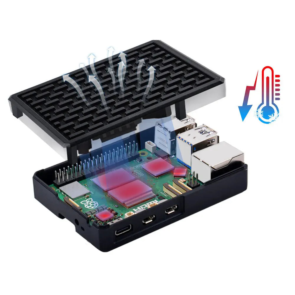 52Pi Armor Case V5 Passive Cooling Shell for Raspberry Pi 5 (Black)