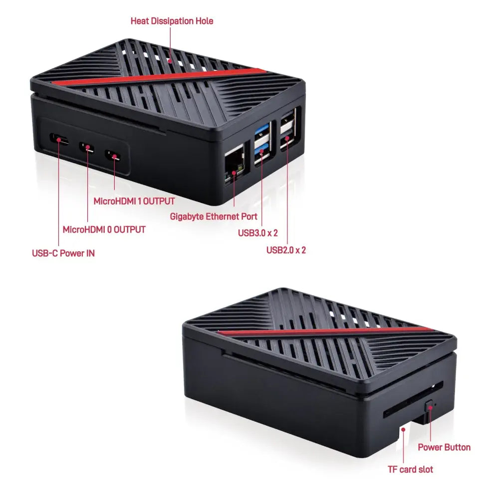 52Pi Armor Lite V5 ABS Enclosure for Raspberry Pi 5 w/ Cooling (Black)