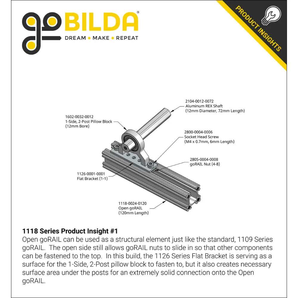 ServoCity 1118 Series Open goRAIL (72mm Length)