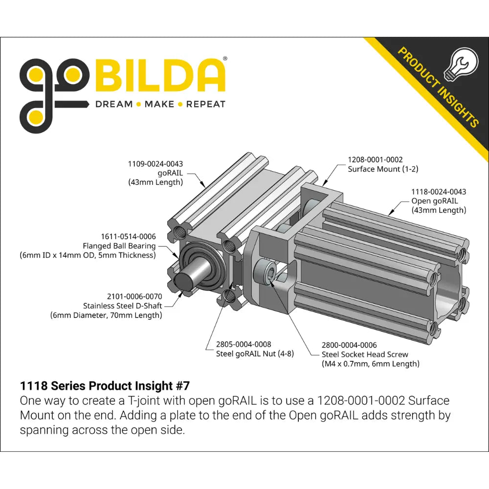ServoCity 1118 Series Open goRAIL (72mm Length)