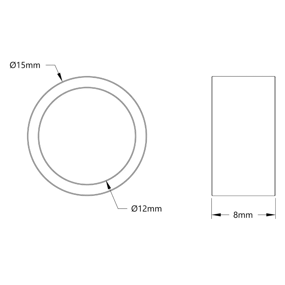ServoCity 12mm ID Spacer 15mm OD, 8mm Length (4x)