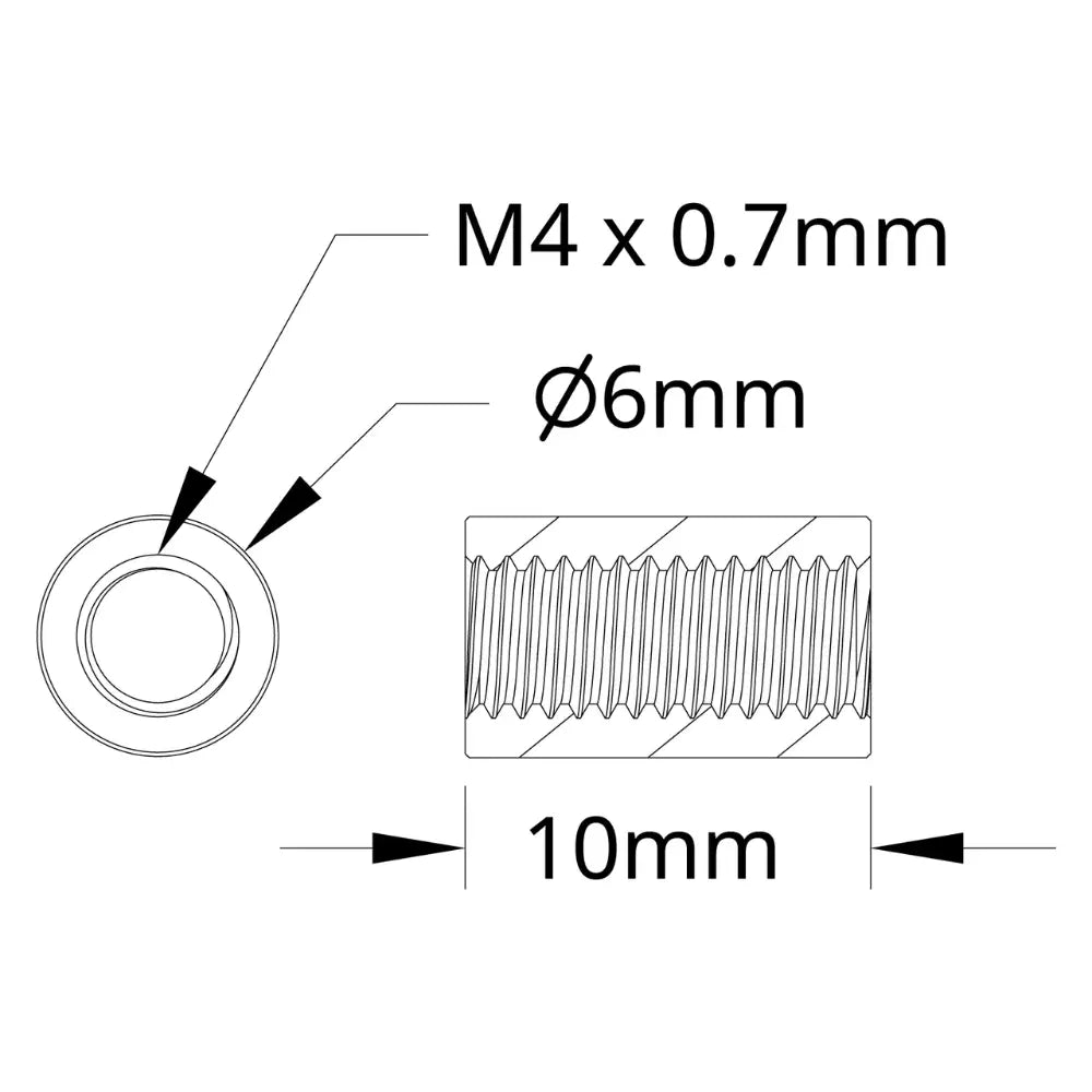 ServoCity 1501 Series M4 x 0.7mm Standoff (6mm OD, 10mm Length) - 4 Pack