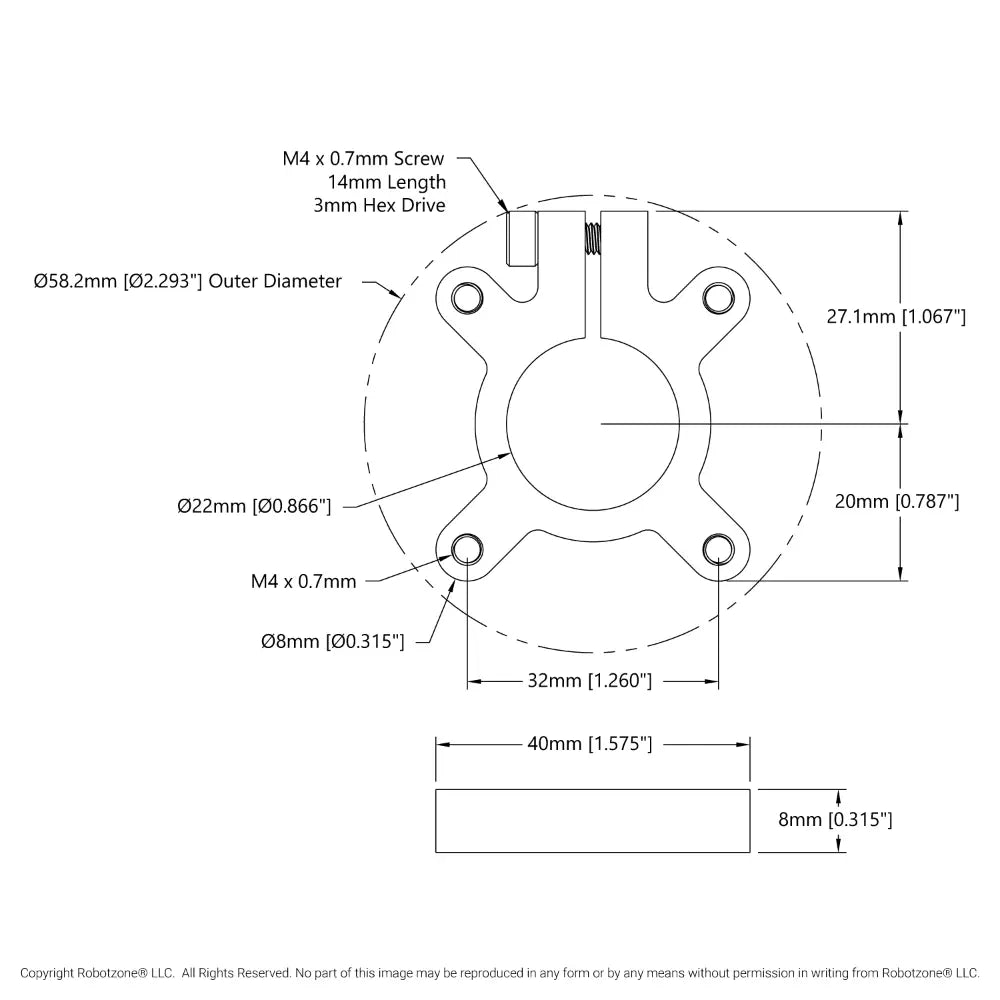 ServoCity 1302 Series Clamping Hub (22mm Bore)