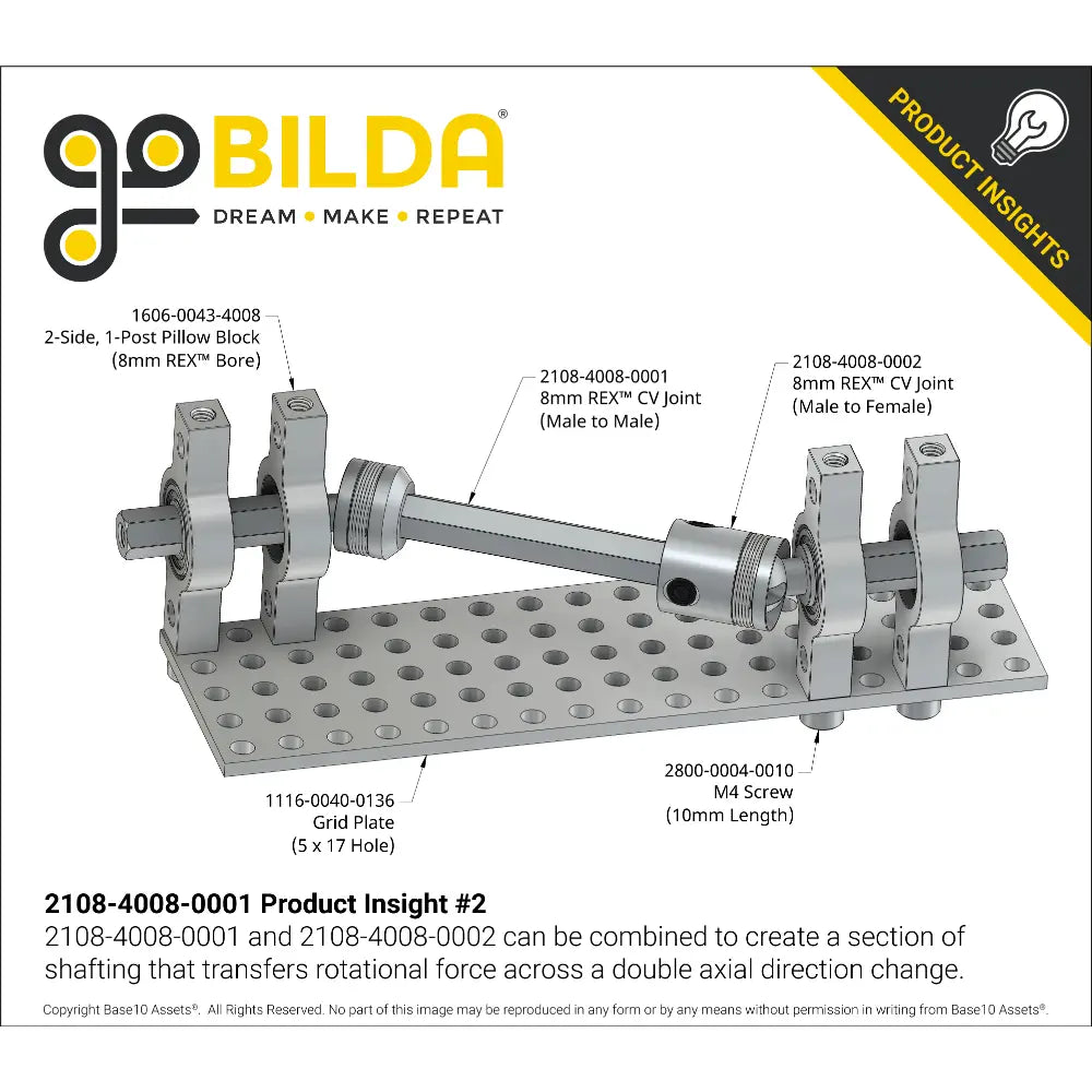 8mm REX™ CV Joint (Male to Male)