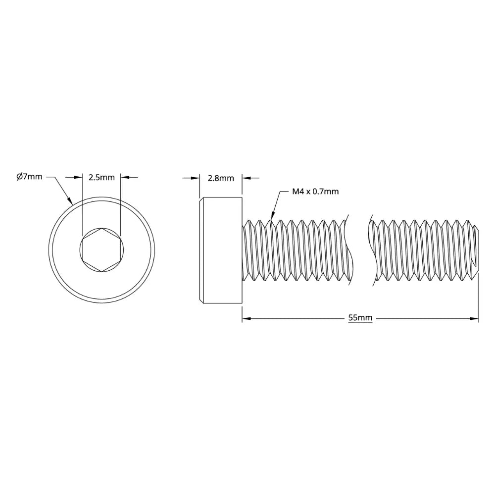 ServoCity 2804 Series Low Profile Socket Head Screw (M4 x 0.7mm, 55mm Length) - 25pk