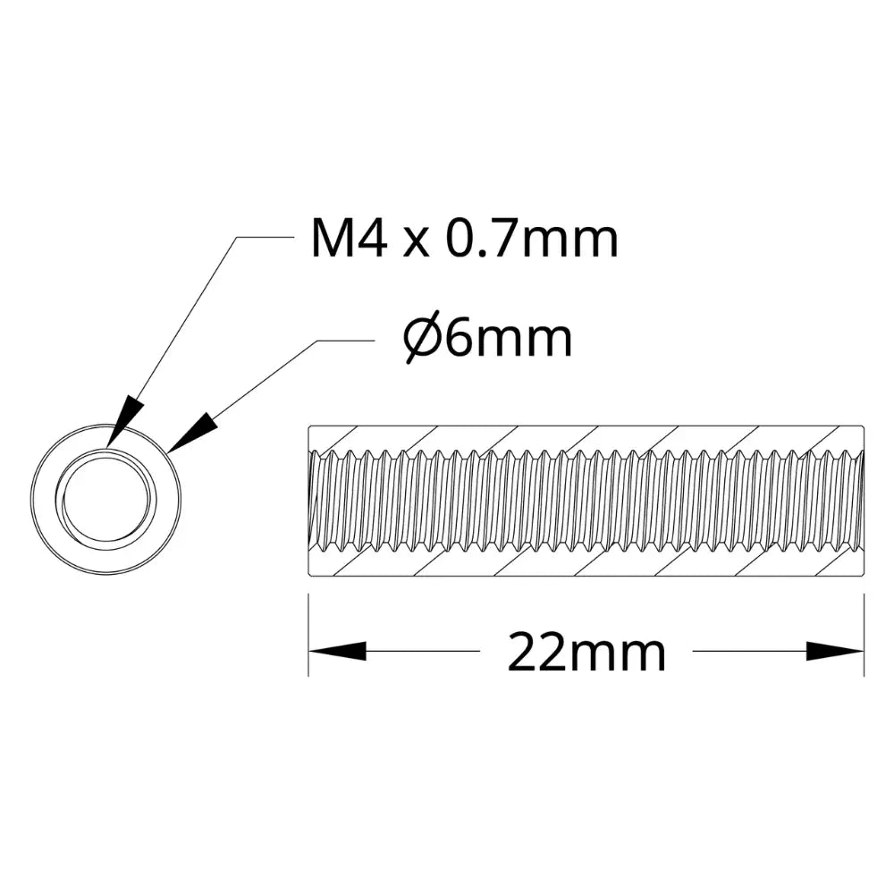 ServoCity 1501 Series M4 x 0.7mm Standoff (6mm OD, 22mm Length) - 4 Pack
