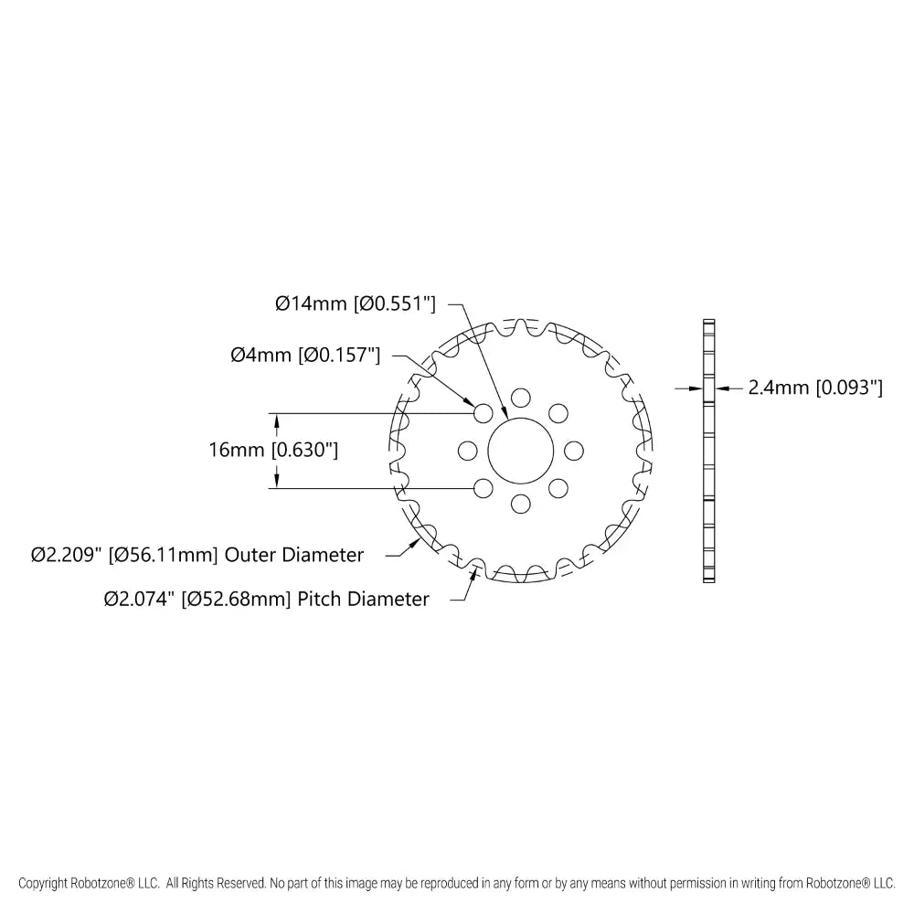 ServoCity #25 Pitch Acetal Hub-Mount Sprocket (14mm Bore, 26 Tooth)