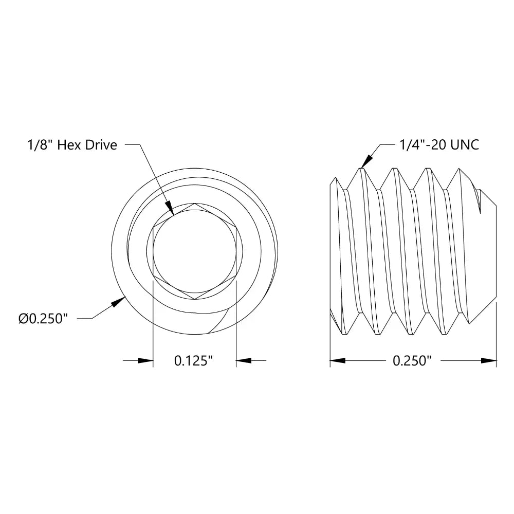 ServoCity 1/4"-20 Cup-Point Set-Screw (0.250" Length) - 6 Pack