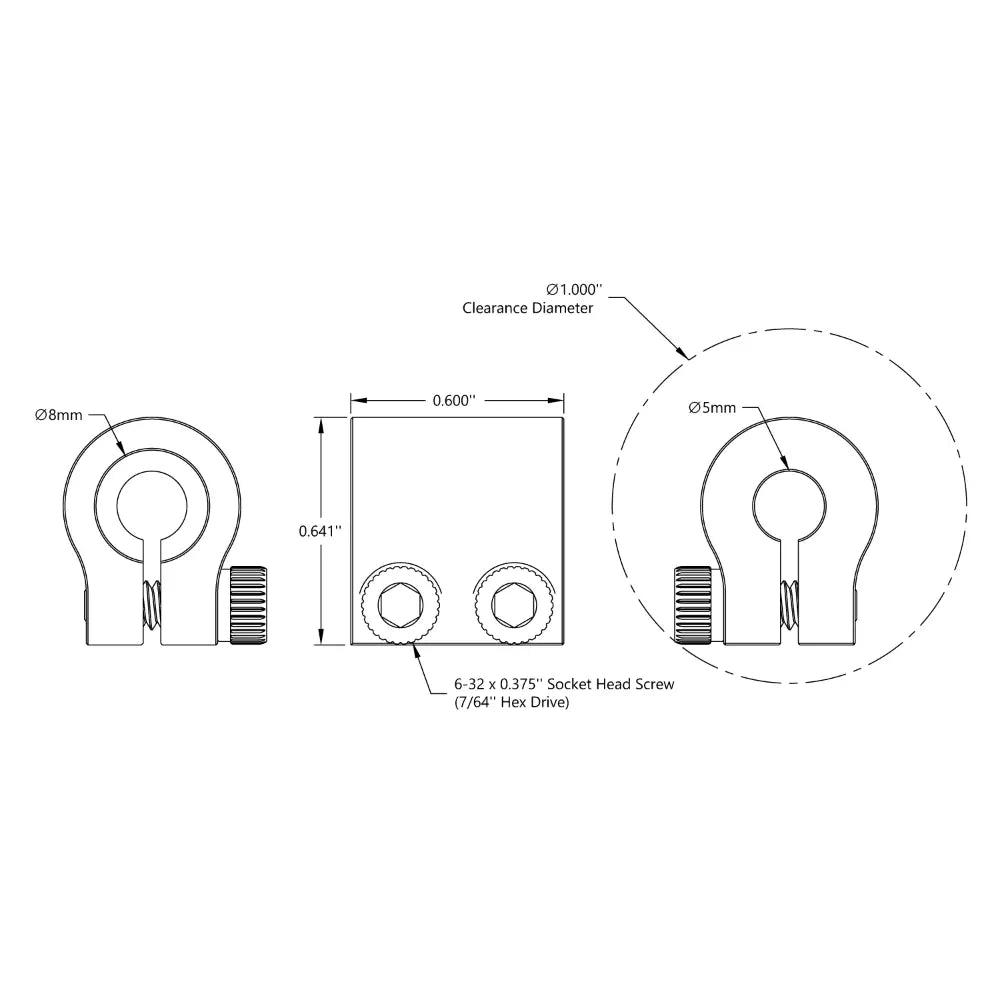ServoCity 5mm to 8mm Clamping Shaft Coupler