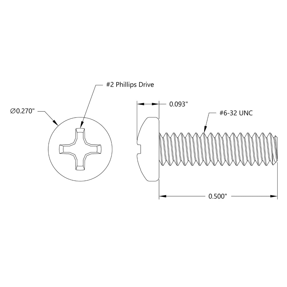 ServoCity Phillips Pan Head Screw (6-32 UNC, 1/2" Length) - 25 Pack