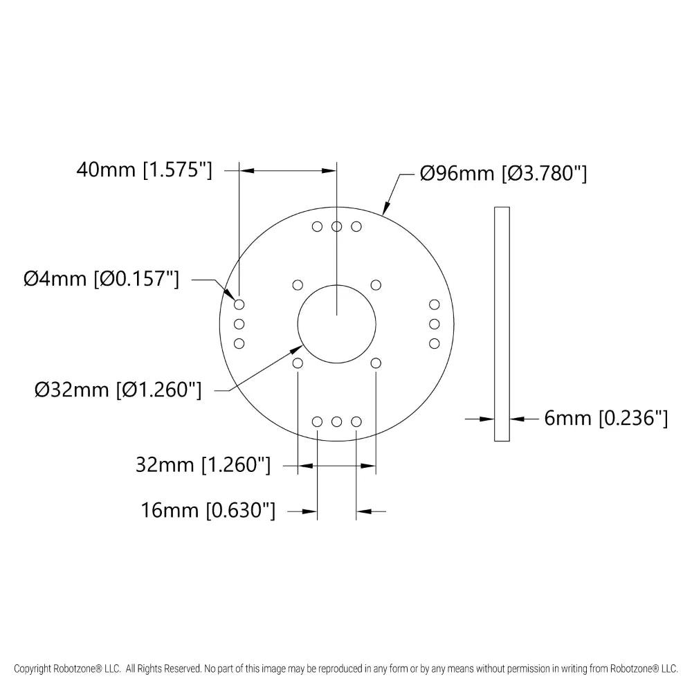 ServoCity Plastic Hub-Mount Disc (32mm Bore, 96mm Diameter)
