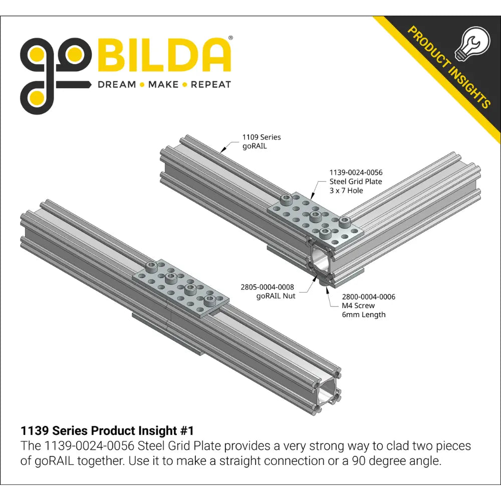 ServoCity 1139 Series Plates (3 x 7 Hole, 24 x 56mm) - 2 Pack