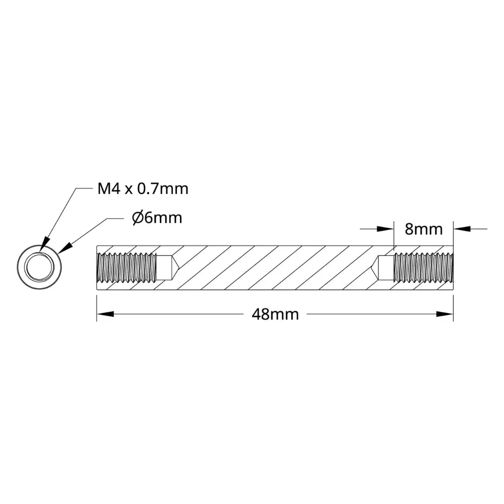 ServoCity 1501 Series M4 x 0.7mm Standoff (6mm OD, 48mm Length) - 4 Pack