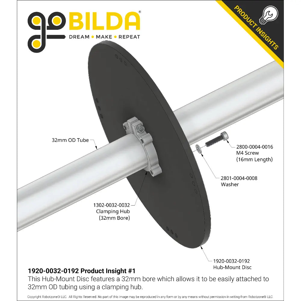 ServoCity Plastic Hub-Mount Disc (32mm Bore, 192mm Diameter)