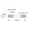 ServoCity 1501 Series M4 x 0.7mm Standoff (6mm OD, 28mm Length) - 4 Pack