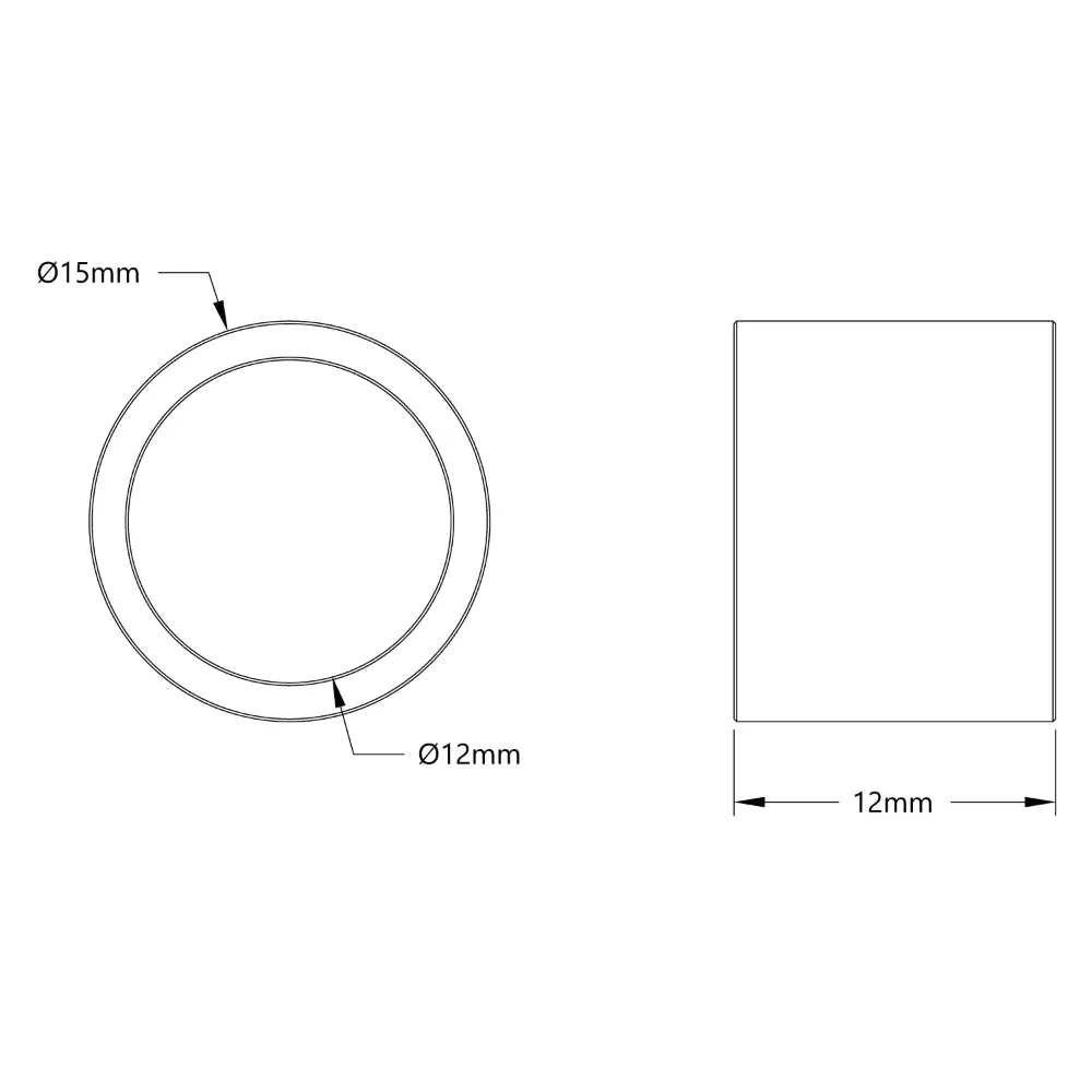 ServoCity 12mm ID Spacer (15mm OD, 12mm Length) - 4 Pack