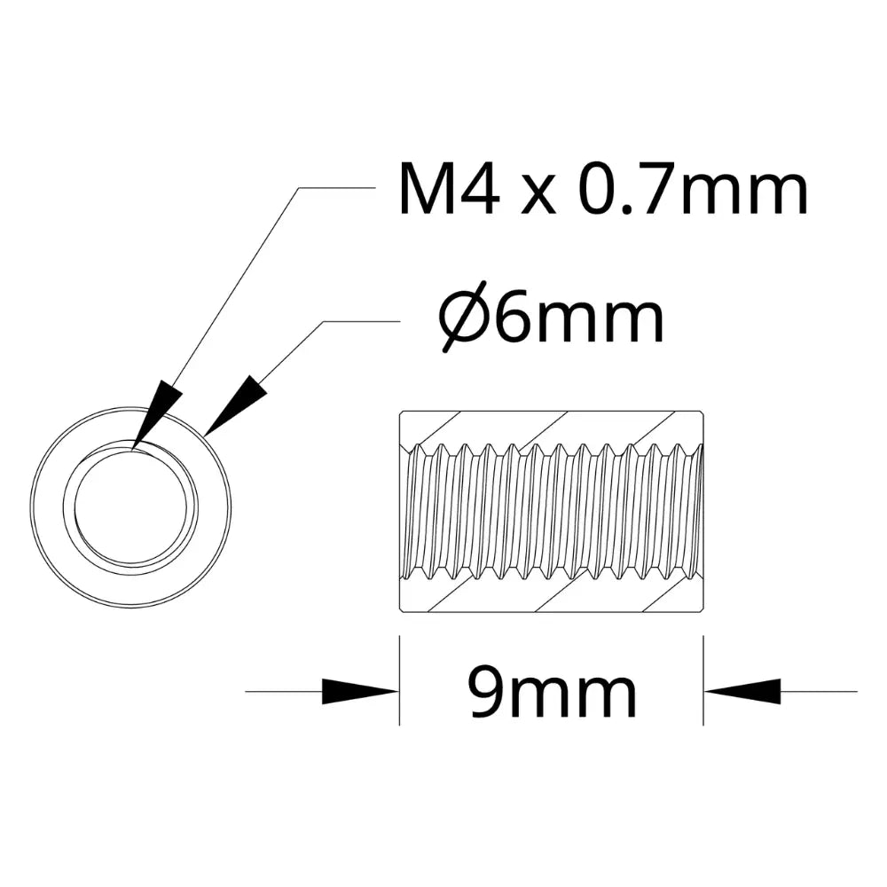 ServoCity 1501 Series M4 x 0.7mm Standoff (6mm OD, 9mm Length) - 4 Pack