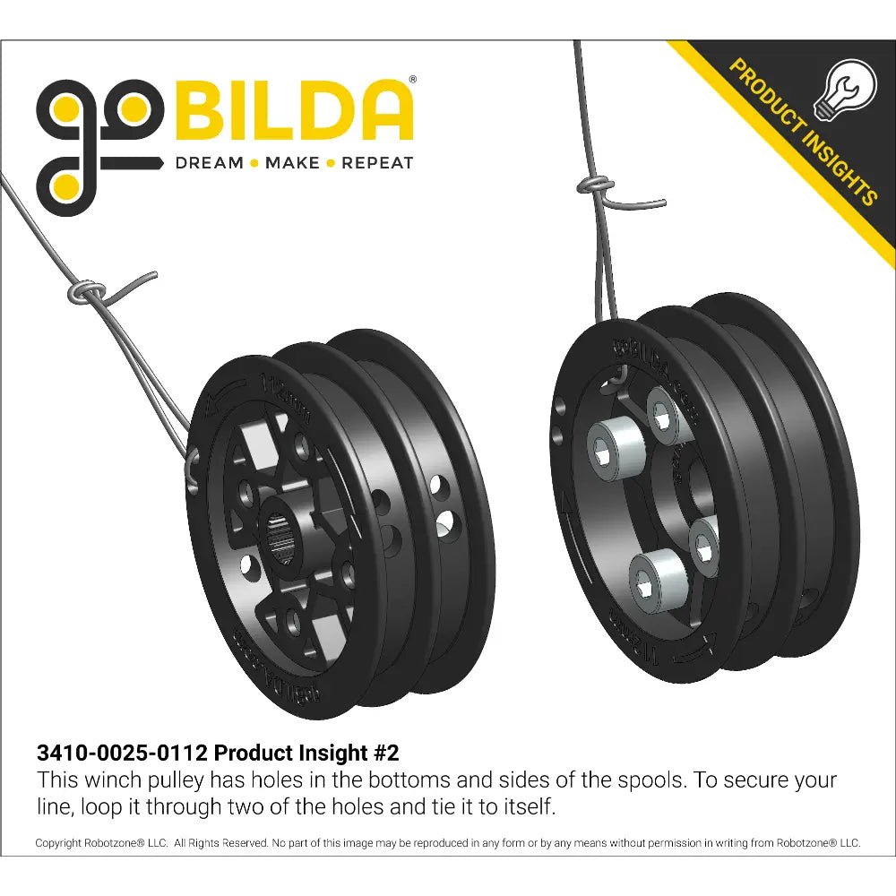 ServoCity 3410 Series Servo-Mount W" Pulley (25T Spline, Dual Spool, 112mm Circumference)