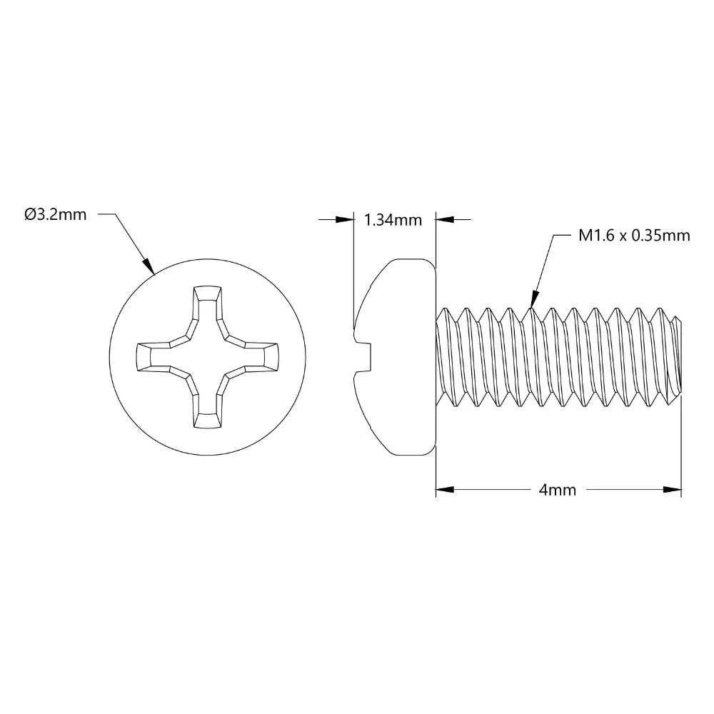ServoCity M1.6 x 0.35mm Pan Head Screw (4mm Length) - 6 Pack