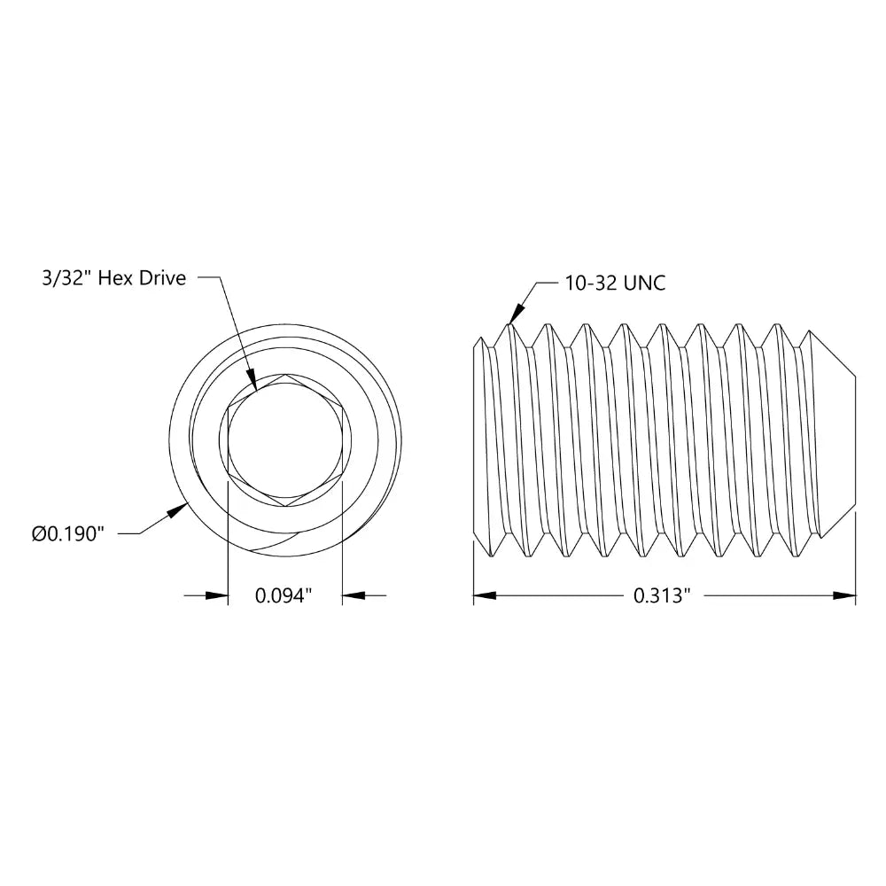 ServoCity 10-32 Cup-Point Set-Screw (0.3125" Length) - 6 Pack