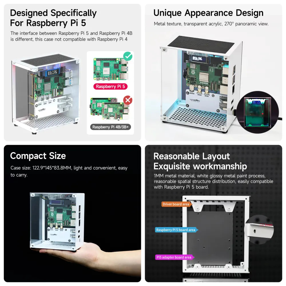 CUBE Pi Protective Case For Raspberry Pi 5-Cooling version