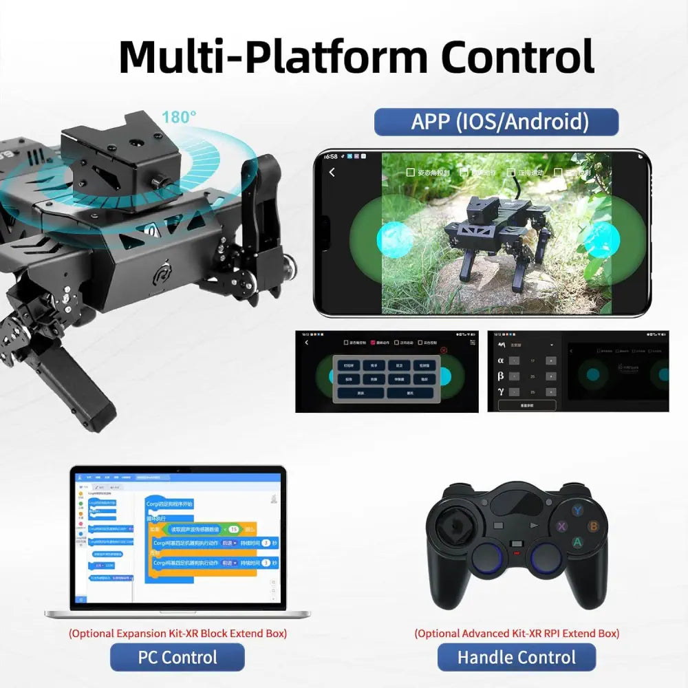 Smart Robot Dog Kit, 12 DOF Programmable Bionic Metal STEM Learning Toy, Open Source ESP32 Educational Project, Wireless App Control(Basic Kit)
