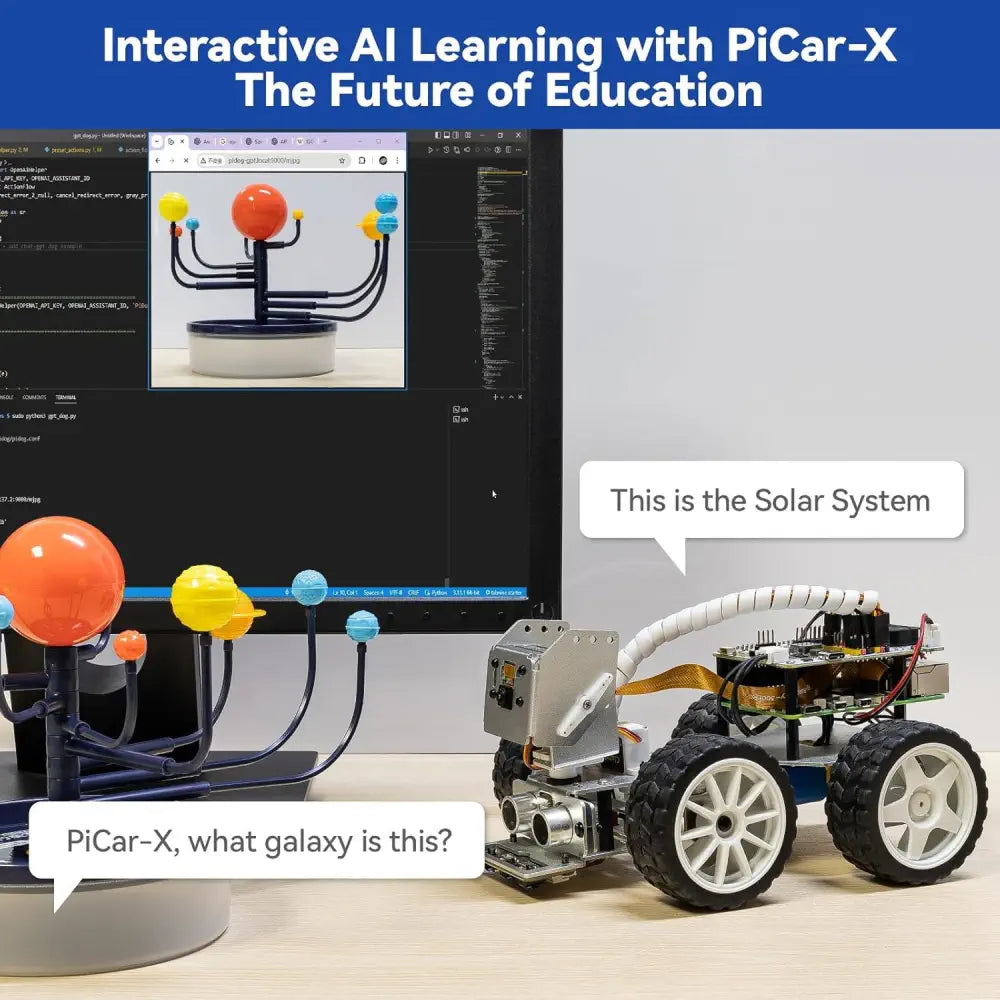 SunFounder PiCar- X Smart Robot Car Kit - Raspberry Pi Compatible, AI Video, FPV Camera, Line Tracking &amp; Obstacle Avoidance - STEM Coding Robotics for Beginners (Battery Not Included)