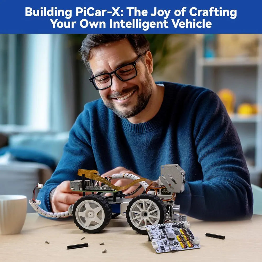 SunFounder PiCar- X Smart Robot Car Kit - Raspberry Pi Compatible, AI Video, FPV Camera, Line Tracking &amp; Obstacle Avoidance - STEM Coding Robotics for Beginners (Battery Not Included)