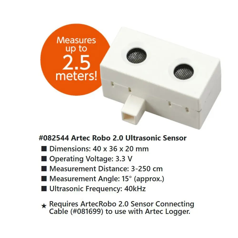 Artec Logger Ultrasonic Distance Sensor - Measure up to 2.5 Meter - Experiment with Fixed Velocity, Linear Motion - Easy and Real Scientific Educational Experiments