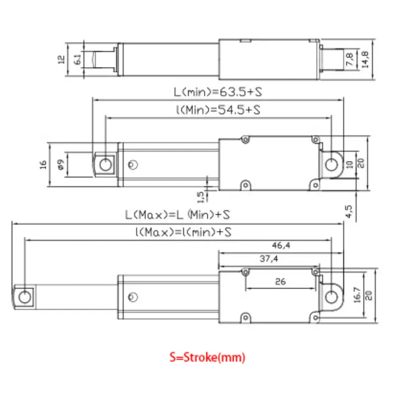 Phidgets DC Linear Actuator - 100mm - 60N