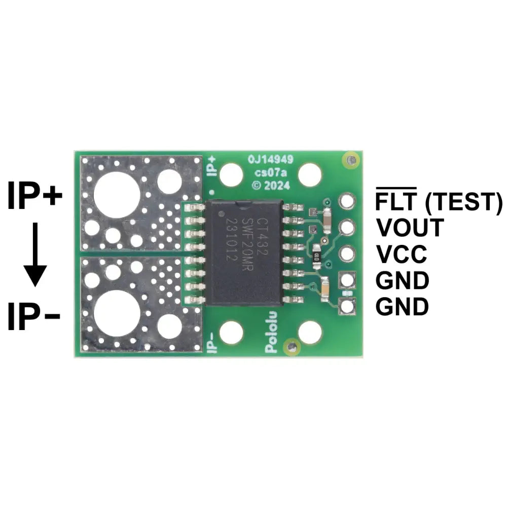Pololu CT432-HSWF50MR TMR Current Sensor Compact Carrier -50A to +50A, 5V