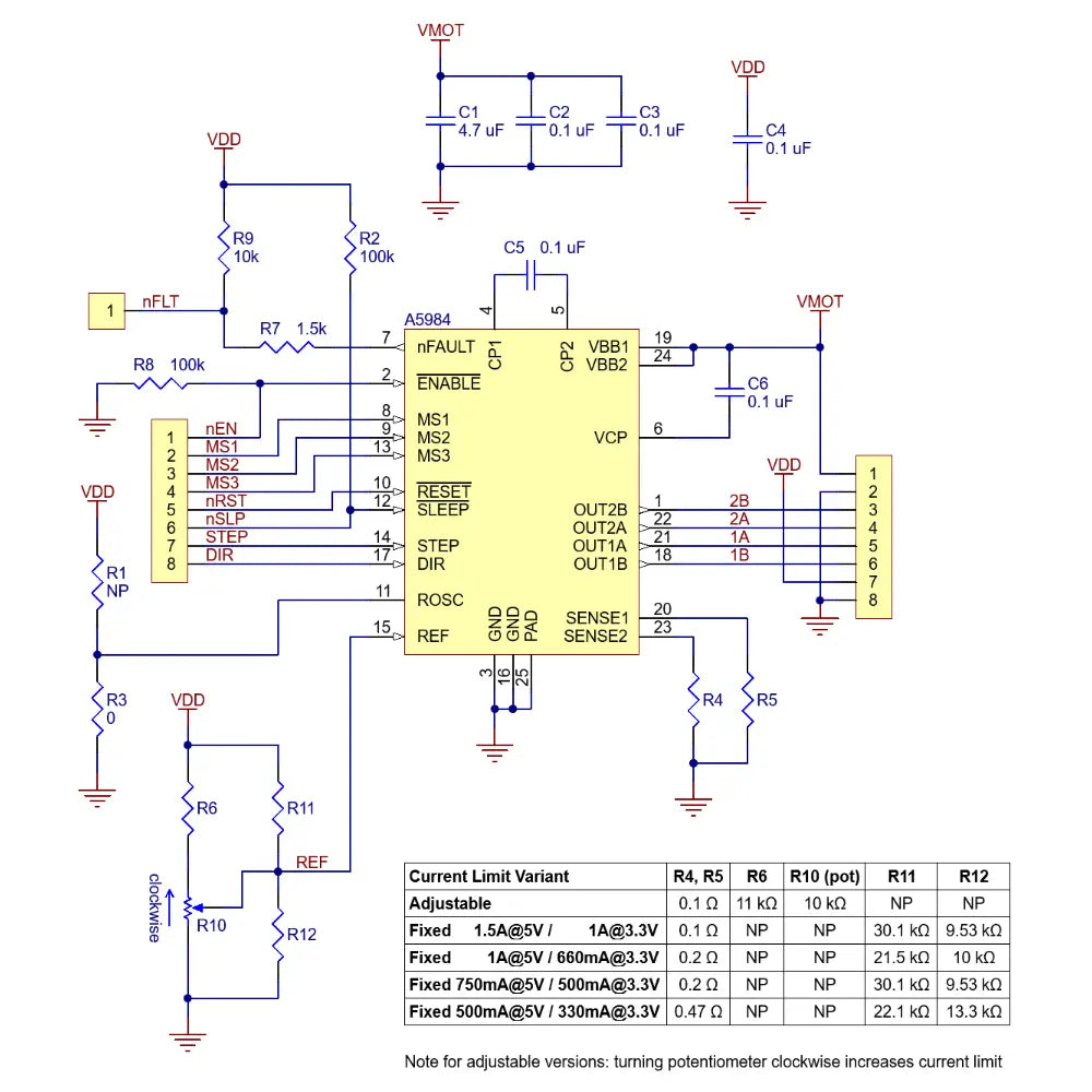 Pololu A5984 Stepper Motor Driver Carrier, Fixed 500mA@5V / 330mA@3.3V