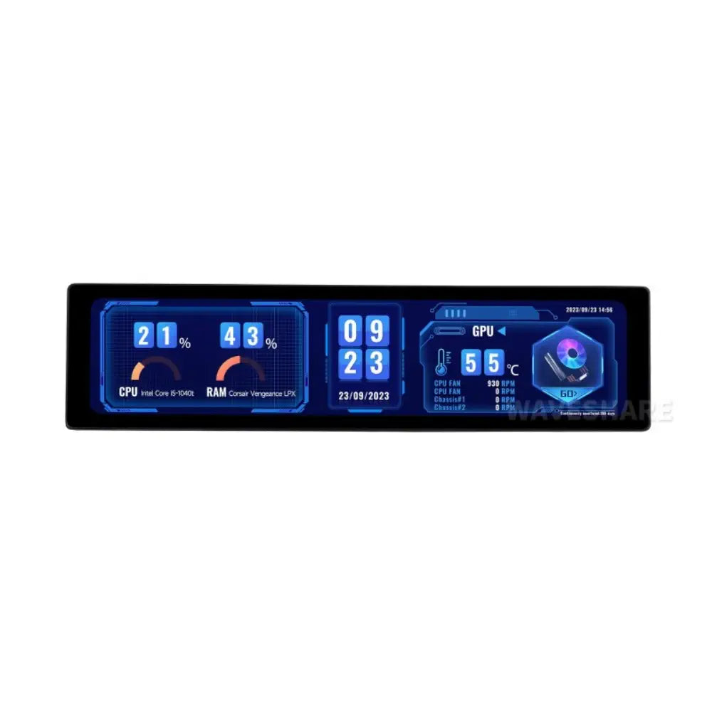 Waveshare 11.9" IPS Display, 320×1480 Pixel, Toughened Glass Panel, HDMI Interface (Touch Function)
