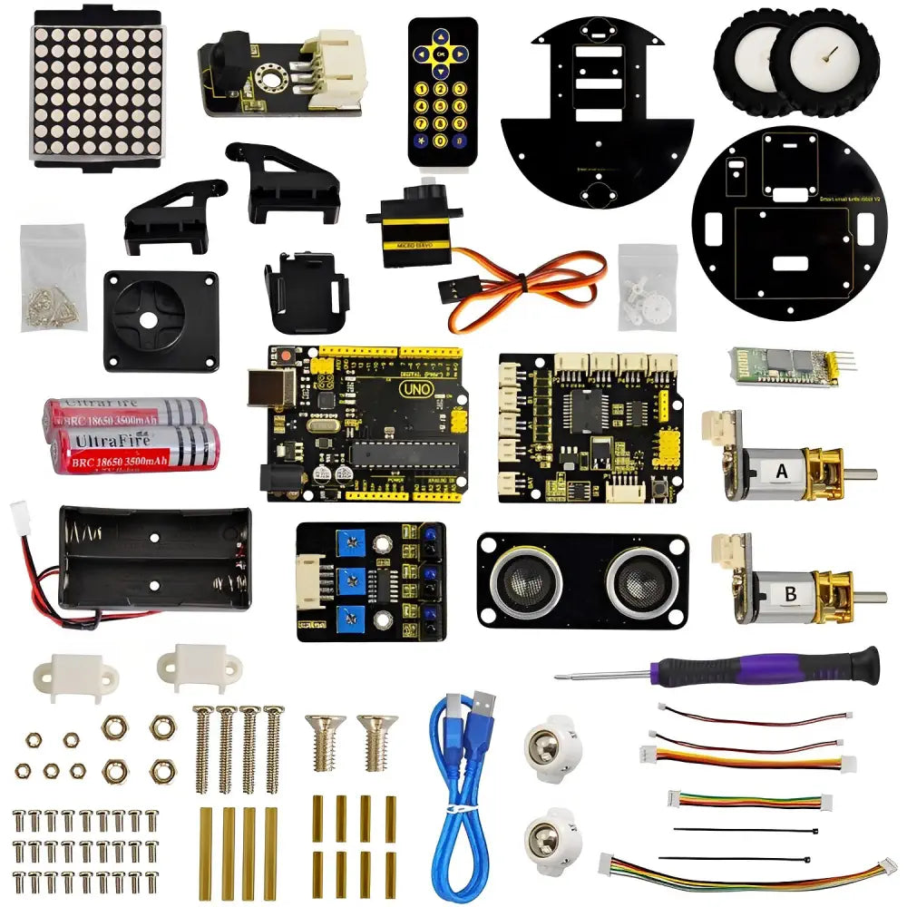Keyestudio Educational Smart Little Turtle Robot V2.0 Kit for Arduino - Line Tracking Obstacle Avoidance Bluetooth &amp; IR Control - STEM Coding Learning Robot Kit for Kids &amp; Beginners