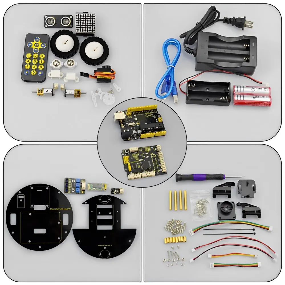 Keyestudio Educational Smart Little Turtle Robot V2.0 Kit for Arduino - Line Tracking Obstacle Avoidance Bluetooth &amp; IR Control - STEM Coding Learning Robot Kit for Kids &amp; Beginners
