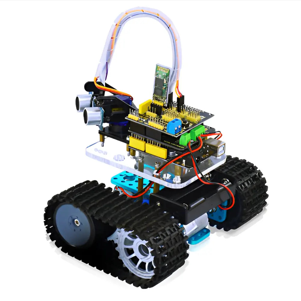 KEYESTUDIO DIY Mini Tank Smart Robot Car Kit for Arduino - Ultrasonic Obstacle Avoidance - Bluetooth Remote Control - STEM Coding &amp; Robotics Learning Kit for Kids &amp; Beginners