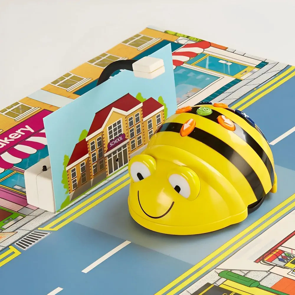TTS Bee-Bot Programmable Robot with Human Body Mat, Wildlife Garden Mat, Transparent Grid Mat(No Pockets) Bundle - STEM Learning Coding Robot Toy for Kids Age 3+ Years