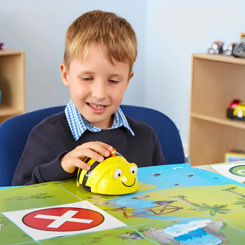 TTS Bee-Bot Programmable Robot with Human Body Mat, Wildlife Garden Mat, Transparent Grid Mat(No Pockets) Bundle - STEM Learning Coding Robot Toy for Kids Age 3+ Years