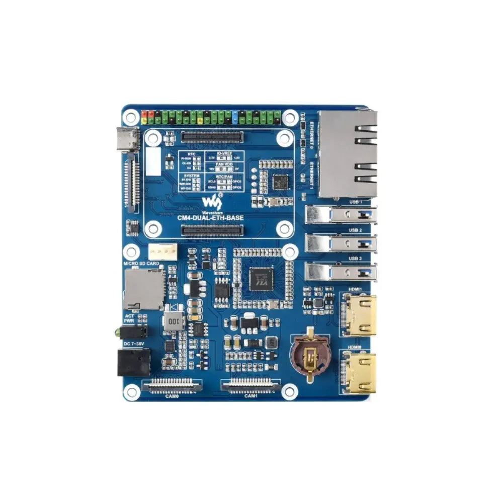 Waveshare Dual Gigabit Ethernet Mini-Computer for Raspberry Pi Compute Module 4 (not Included) (US)