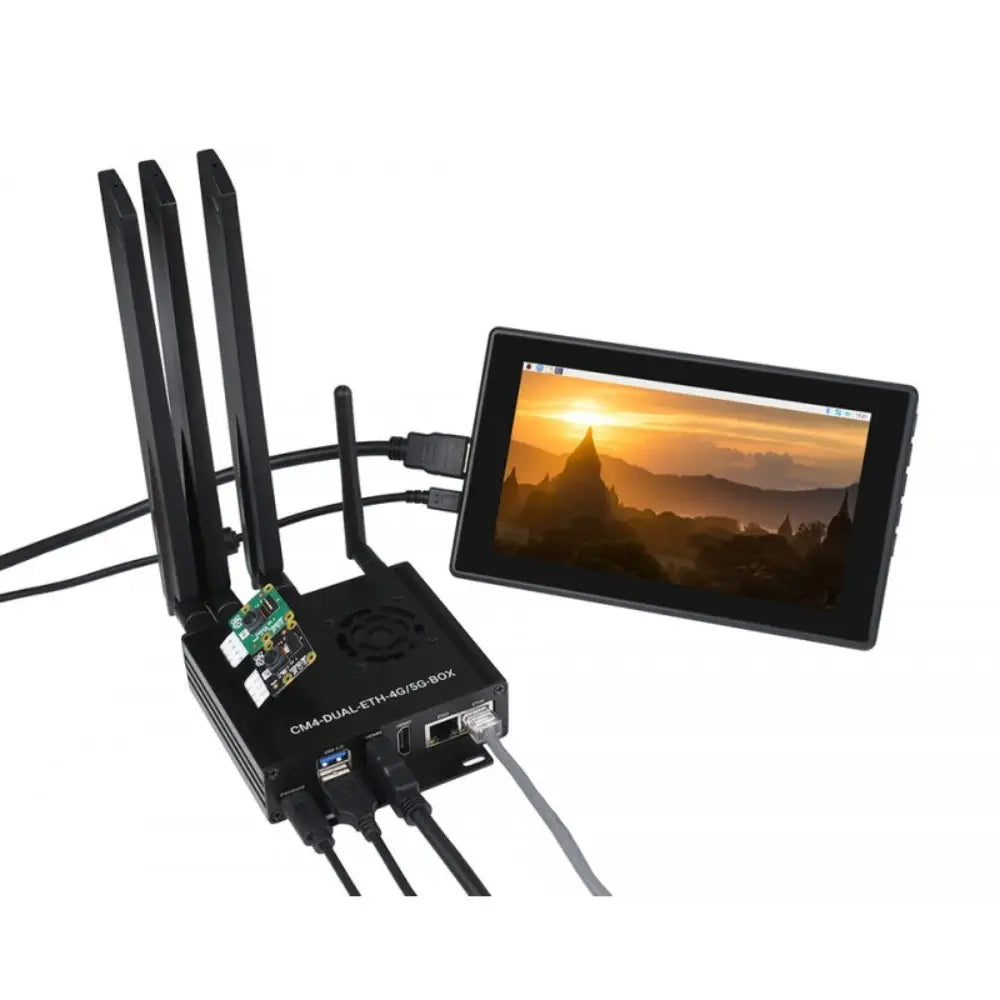 Waveshare Dual Gigabit Ethernet 5G/4G Mini-Computer Based on Raspberry Pi Compute Module 4 (not Included) (US)