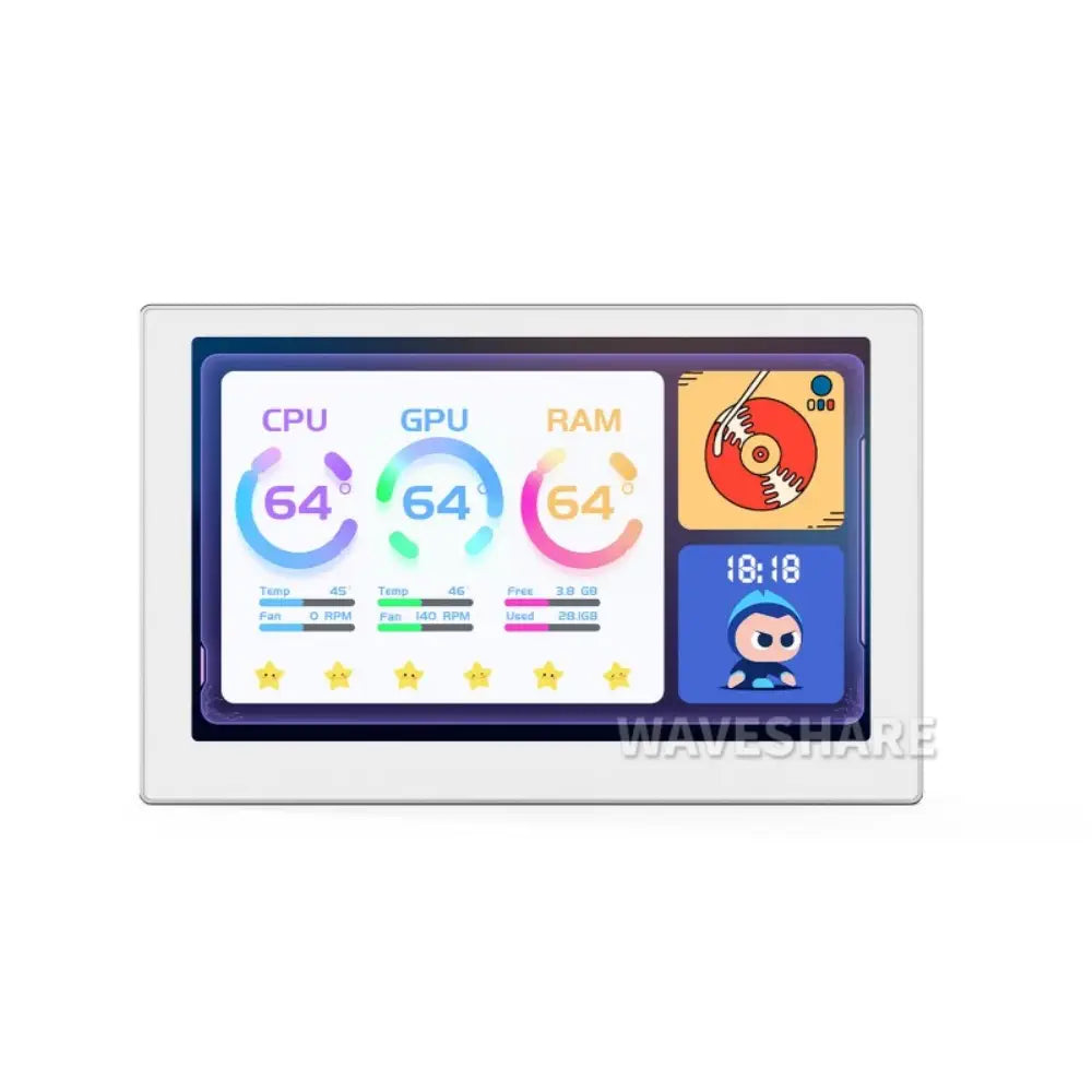 Waveshare 8 " USB Monitor, AIO LCD Screen, IPS Panel, Type-C Interface, CNC Metal Case (Grey)