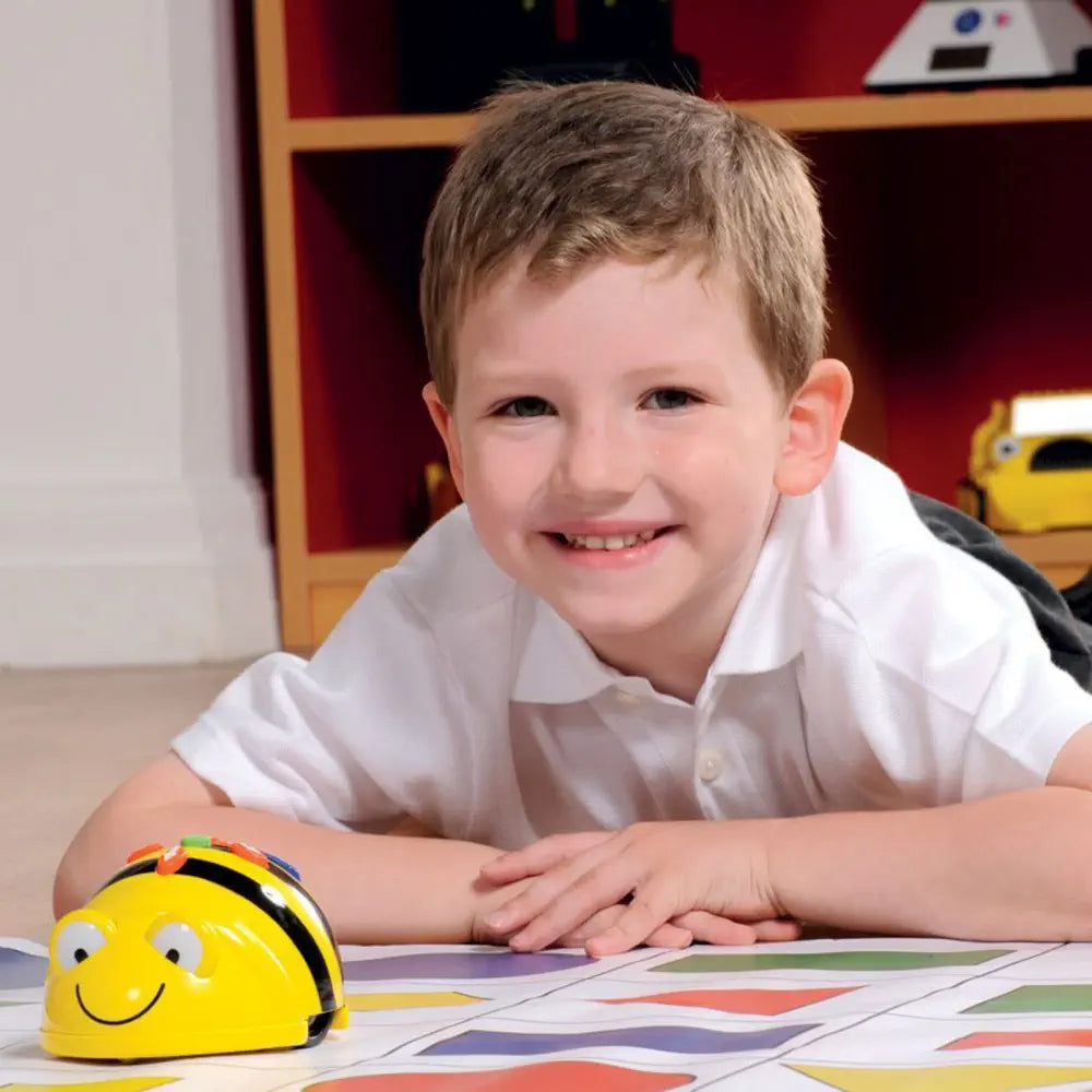 TTS Bee-Bot Coding Robot - See &amp; Say with Seaside, French Town &amp; Busy Street Mats - STEM Programming, Audio Playback, 200-Step Memory | Age 3+