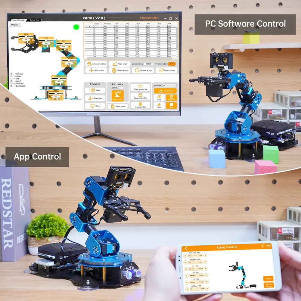 Hiwonder xArm AI Programmable Desktop Robot Arm with AI Vision &amp; Voice Interaction, Supports Arduino, Scratch &amp; Python, Sensor Expansion (Advanced Kit)
