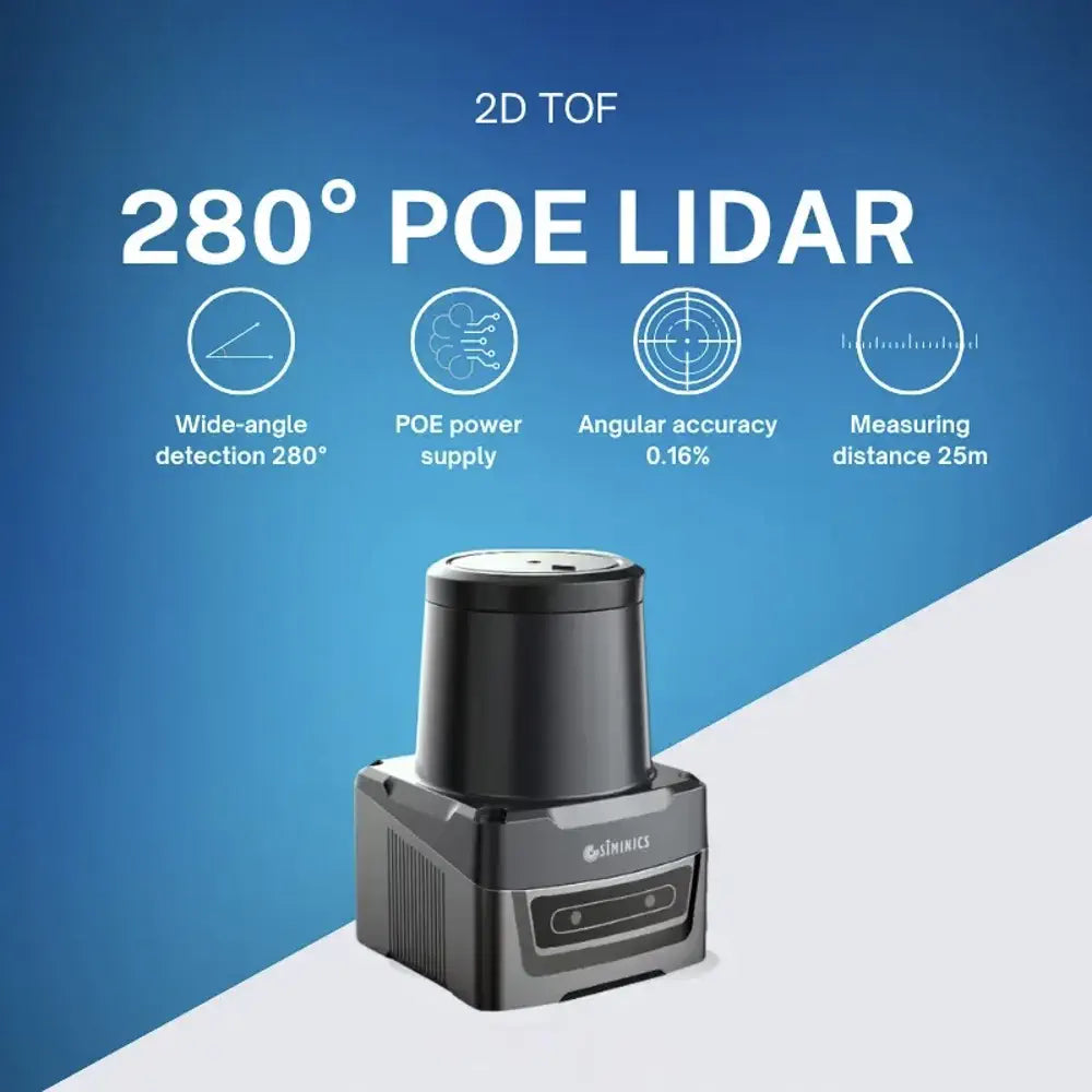 Siminics PAVO 2E 2D 280° 2D TOF 25M PoE LiDAR Sensor IP67 Protecction 25Hz